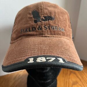 Field & Stream Brown Corduroy Cap with Black Trim and 1871 Embroidery